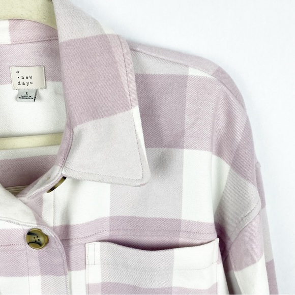 A New Day Women’s Belted Shirt Jacket Shacket Pink Check Plaid Size Large - Picture 5 of 9